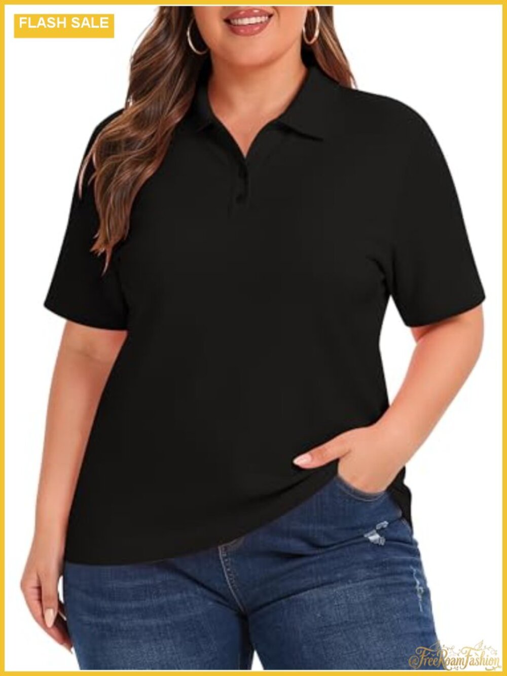Womens Plus Size Polo Shirt Quick Dry UPF 50+ V Neck Golf Top